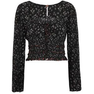 FP Lolita Floral-print Georgette Blouse In Black And White